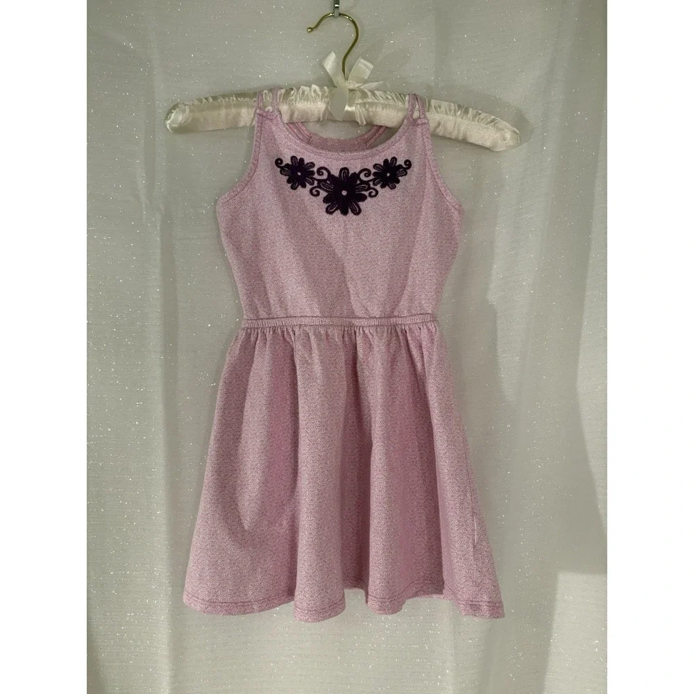 Gymboree Girls Sz5 Pink Purple Floral Fit & Flare Sleeveless Skater Cotton Dress